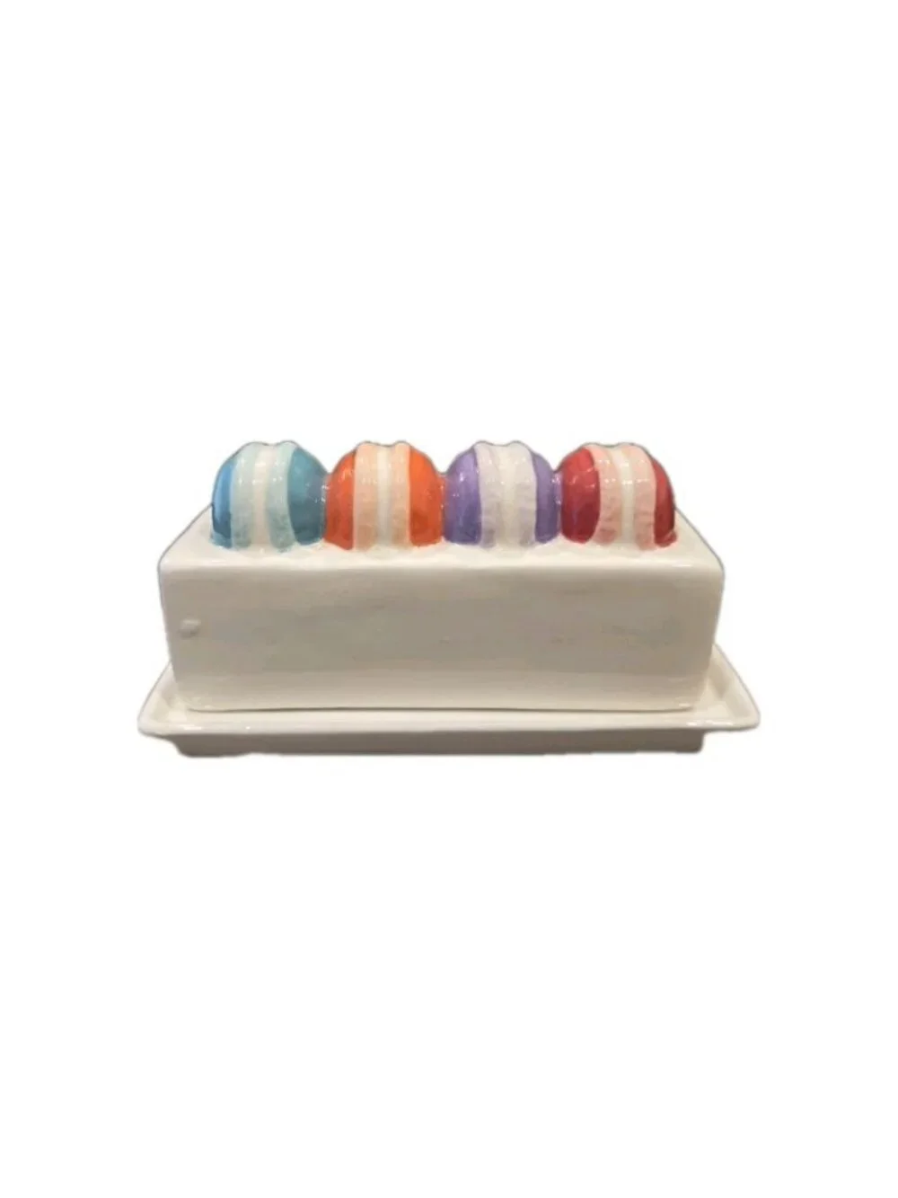 New Ceramic Bakery Dessert French Macrons Cookies Kitchen Storage Butter Dish